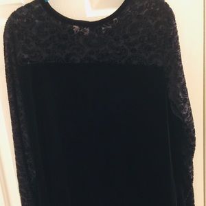 Black velvet dress with see through arms shoulders